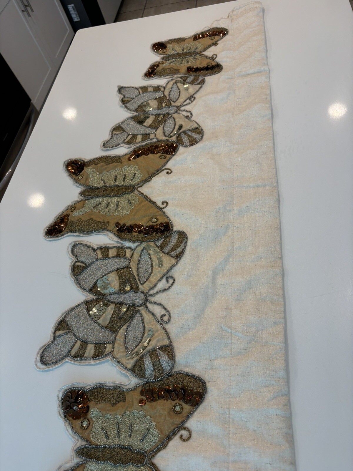 Pier 1 Imports Vintage Sequin Butterflies Valance Ivory