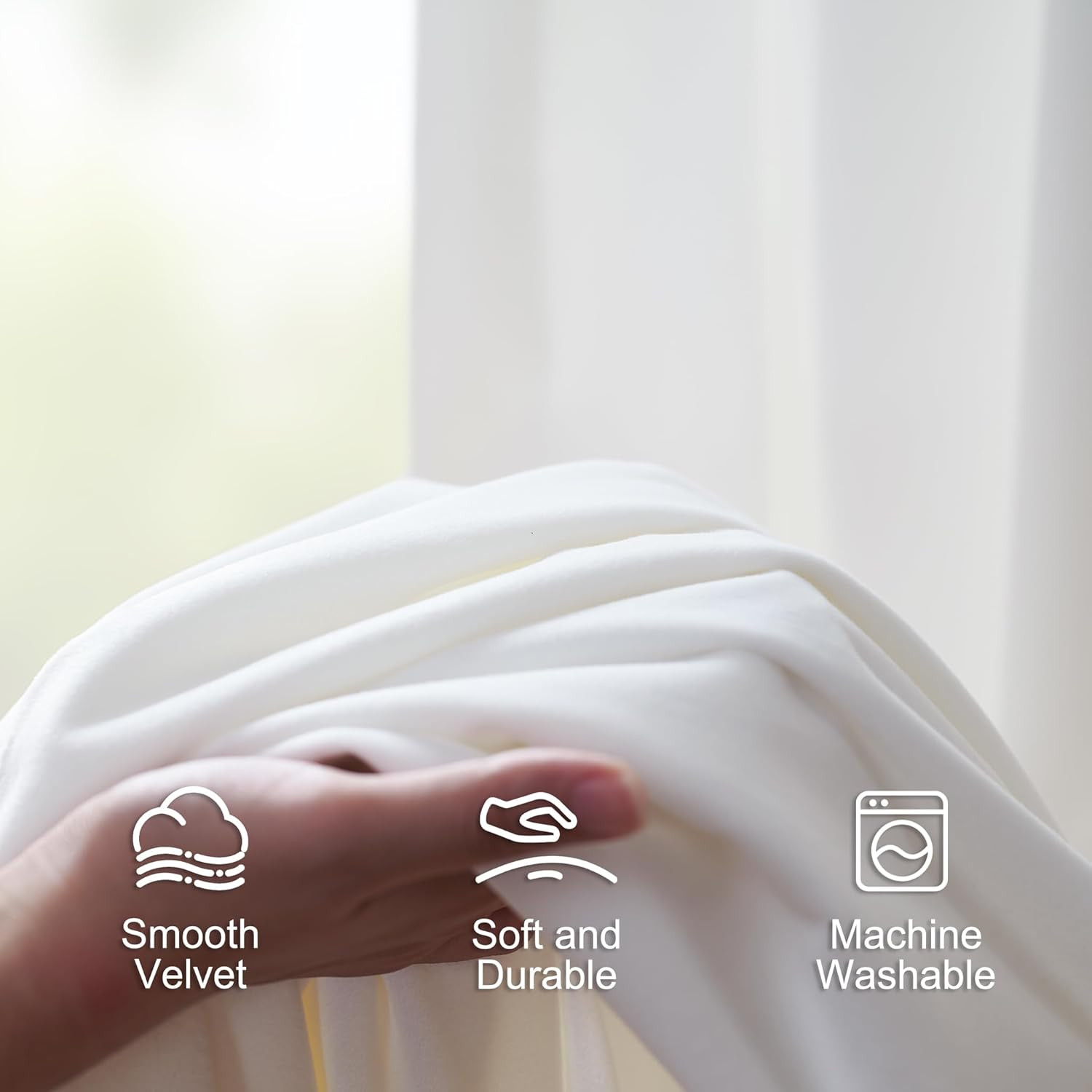 Luxury White Velvet 108″ Light Filtering Curtains – 2 Panels for Home Decor