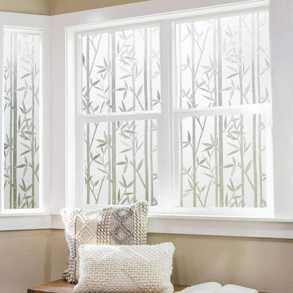 Bamboo Glass Window Film, Static Cling Window Sticker 17.7″x78.7″