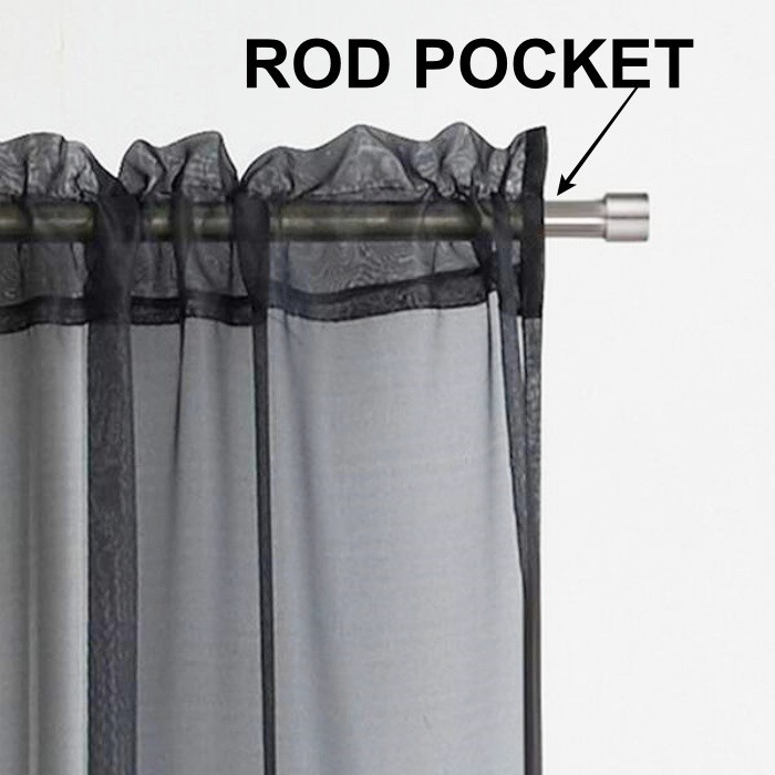 3PC K66 SHEER VOILE ROD POCKET SOLID DESIGN WINDOW KITCHEN CURTAIN SET