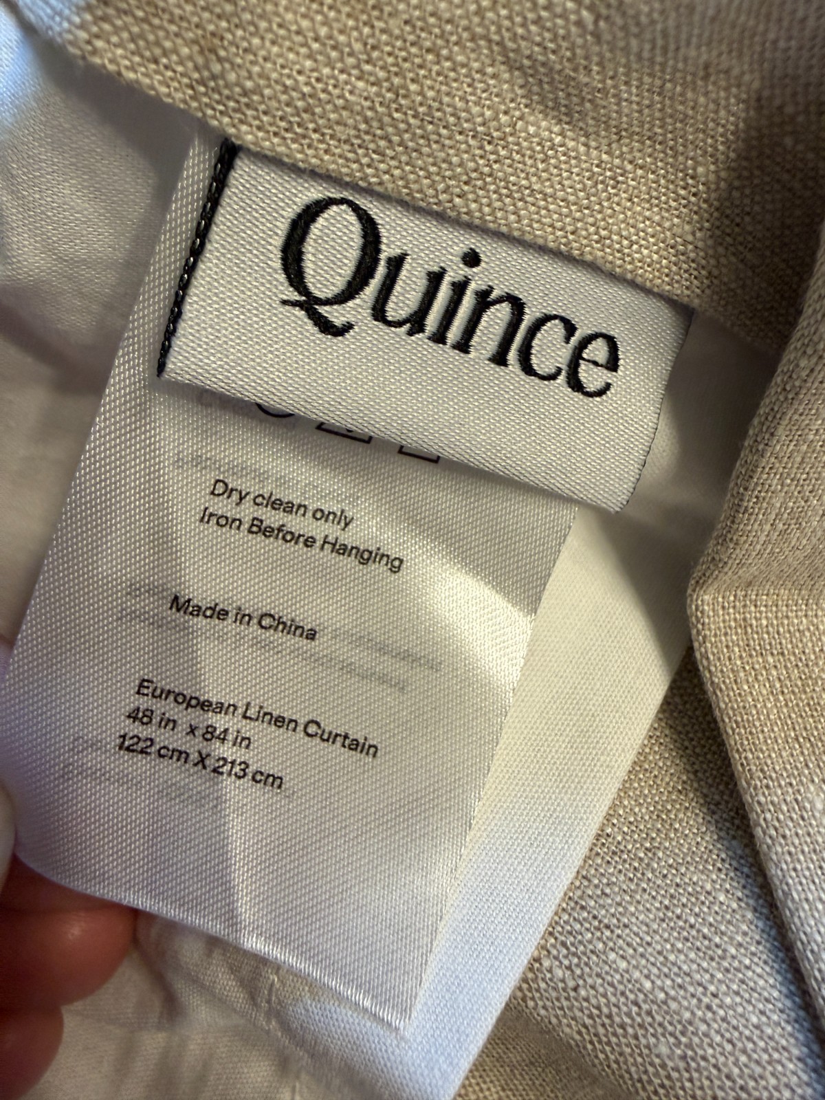 QUINCE European Linen Curtain Panel 48×84 Natural Flax Beige Lined
