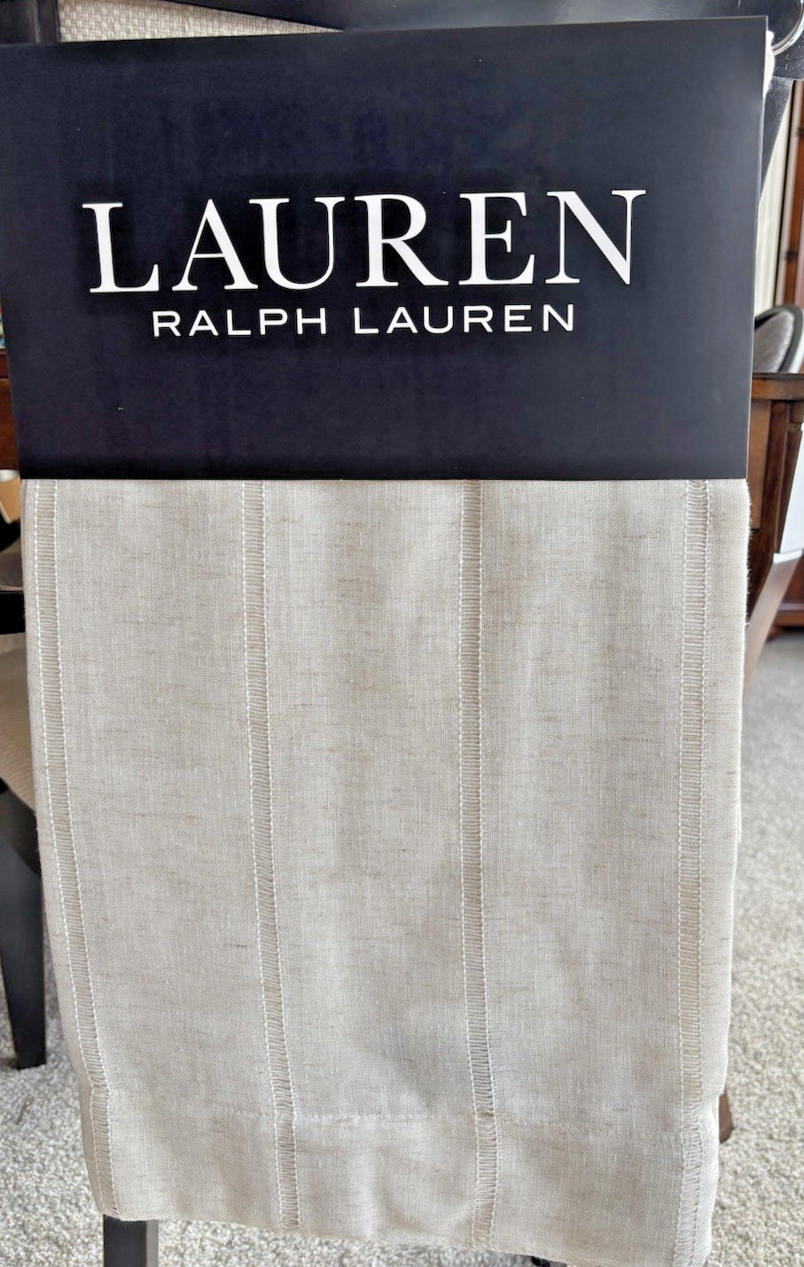 New Ralph Lauren Window Curtains 2 Panels Beige 54 x 96 Linen Hamilton Back Tab