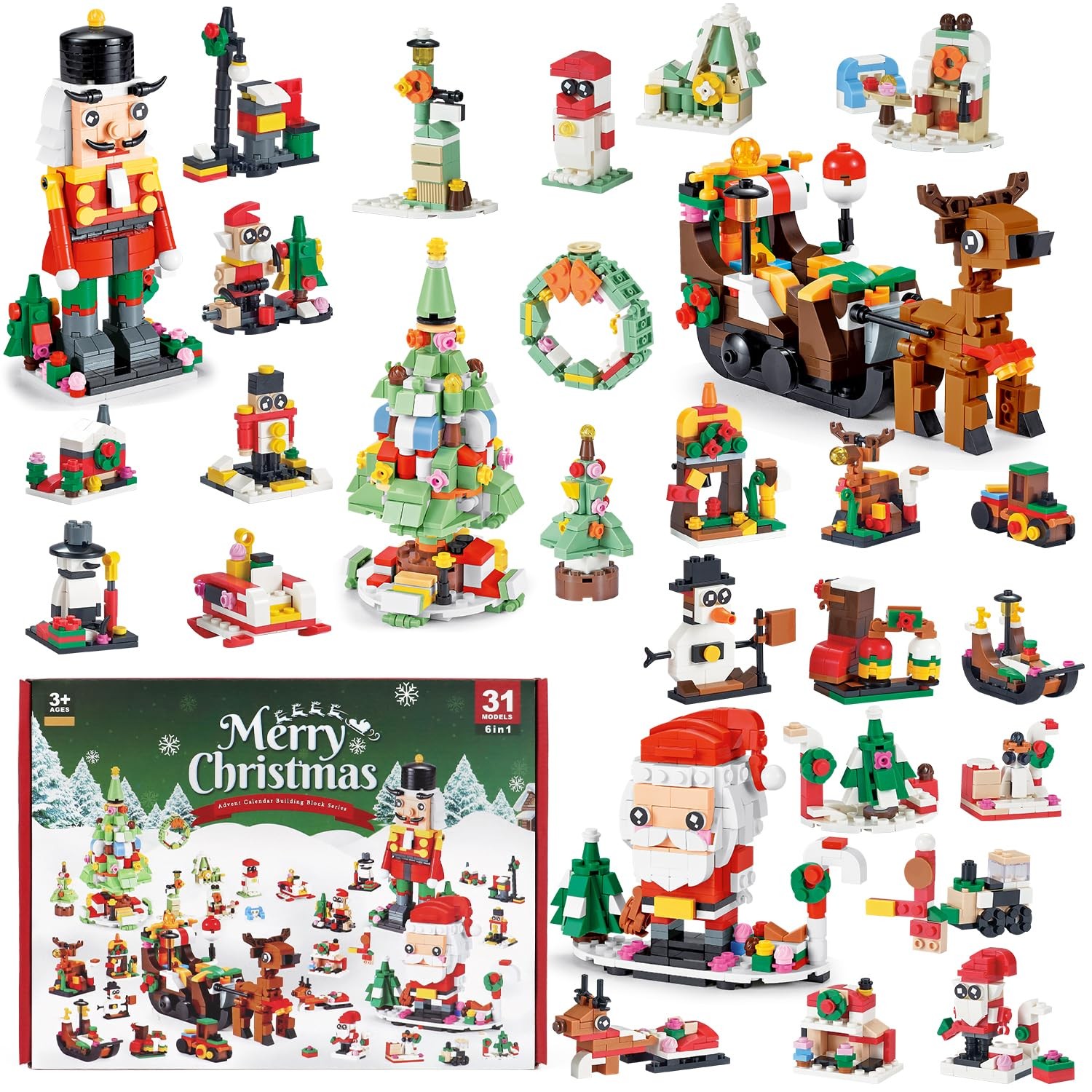 Christmas Advent Calendar 2025, 6 in 1 Building Blocks, 24 Days Countdown Cal…