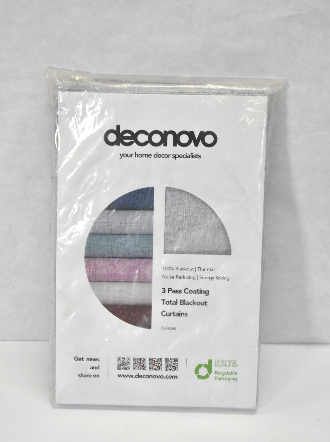 Deconovo Gray Curtains 2 Panel Set 52″ x 54″ Drapes Linen Textured Thermal