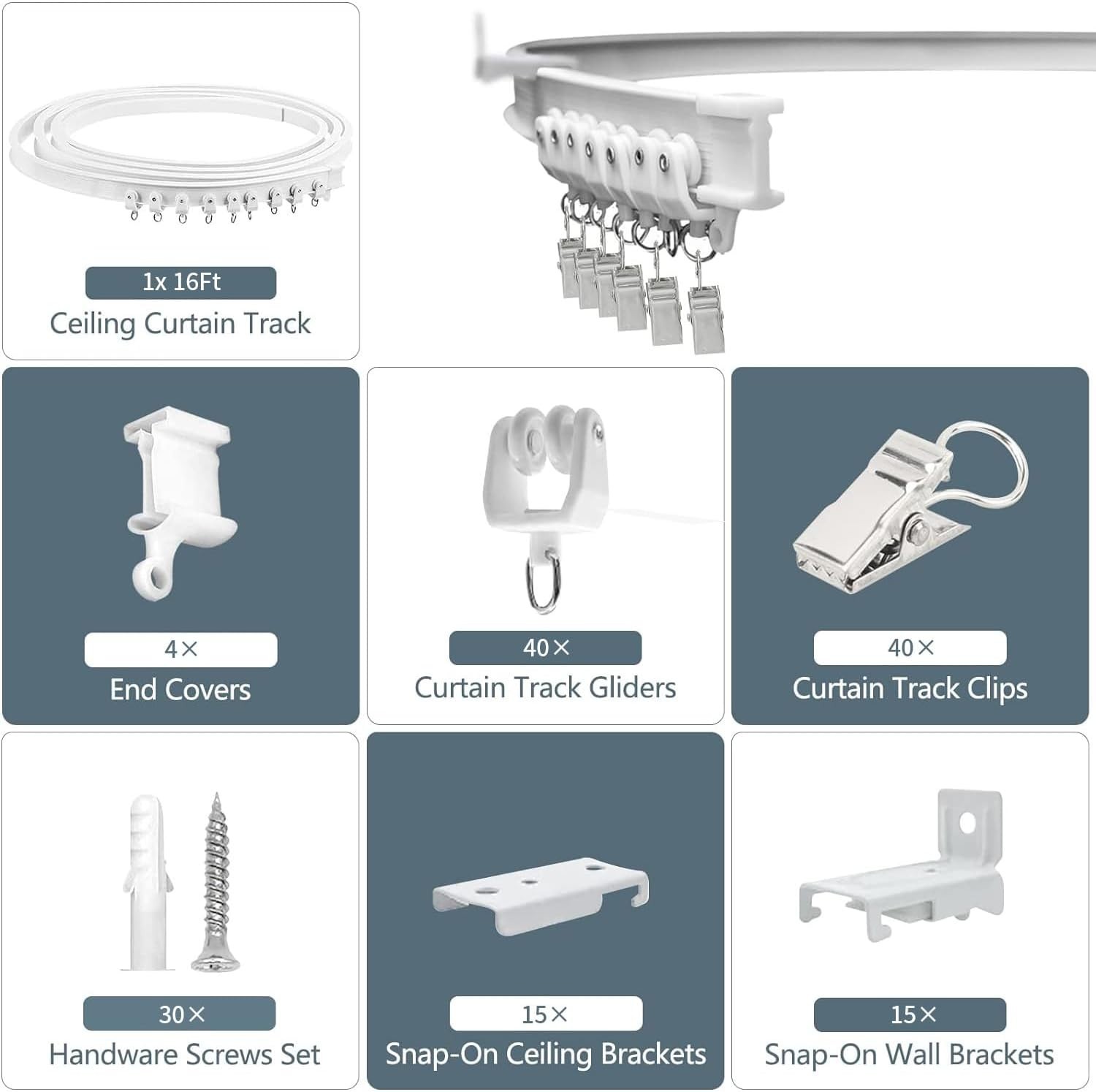 Flexible 16ft Ceiling Curtain Track System