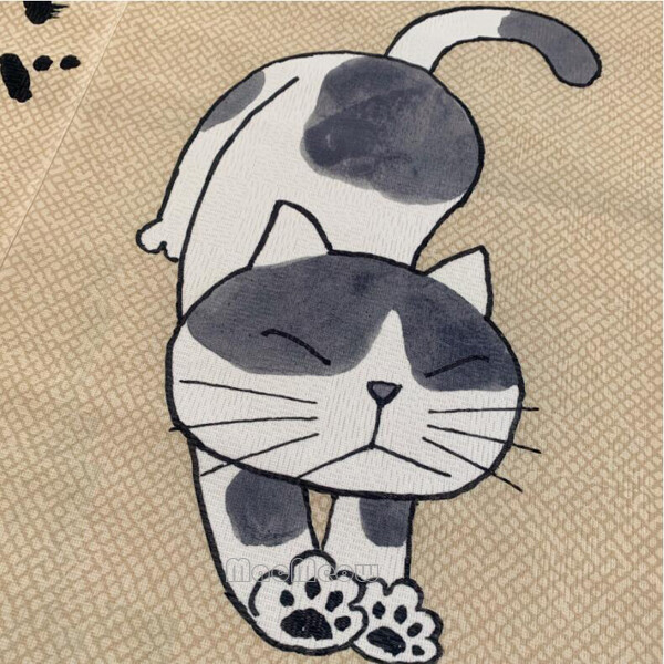 Japanese NOREN Door Hanging Curtain Room Doorway Decor Tapestry Smiling Fat Cat