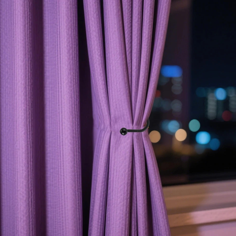 8 Pcs Metal Curtain Holdbacks, Black Tie Backs Wall One Size,