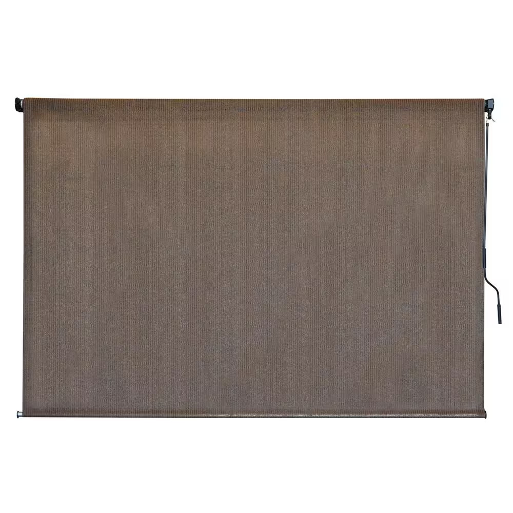 Driftwood Dark Brown Cordless Outdoor Patio Roller Shade 72 In. W X 72 In. L