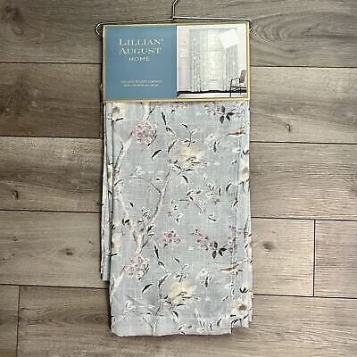 38 x 96 Lillian August Curtains Rod Pocket Birdsong Floral Seafoam Green Blue