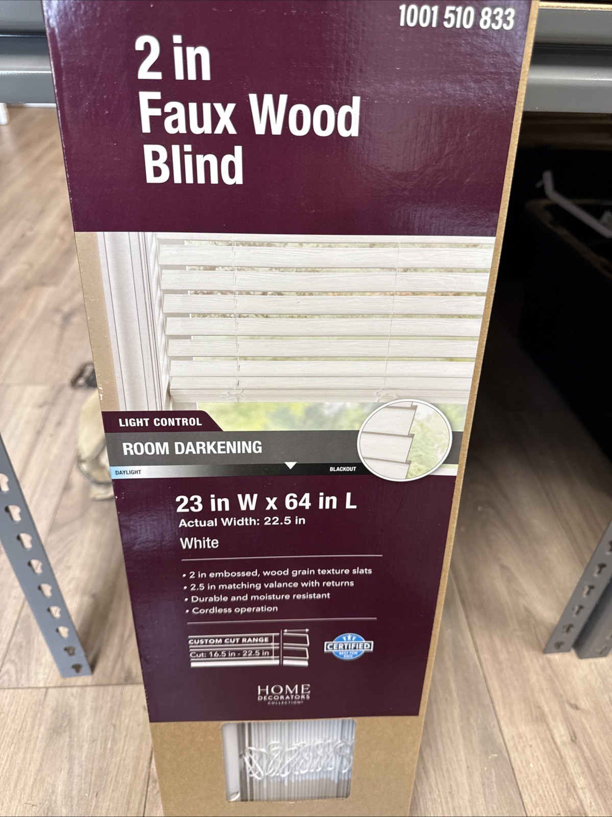 2” Faux Wood Blind 23 In W x 64 In L