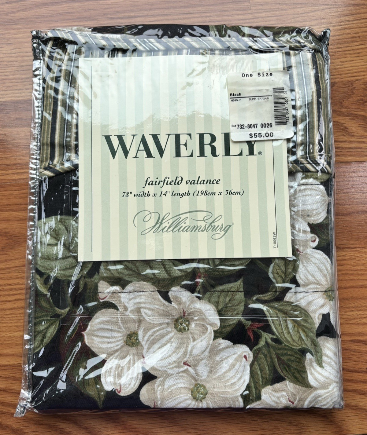NWT WAVERLY (1) Williamsburg Garden Images Black Ascot Valance 78 x 14 See Note