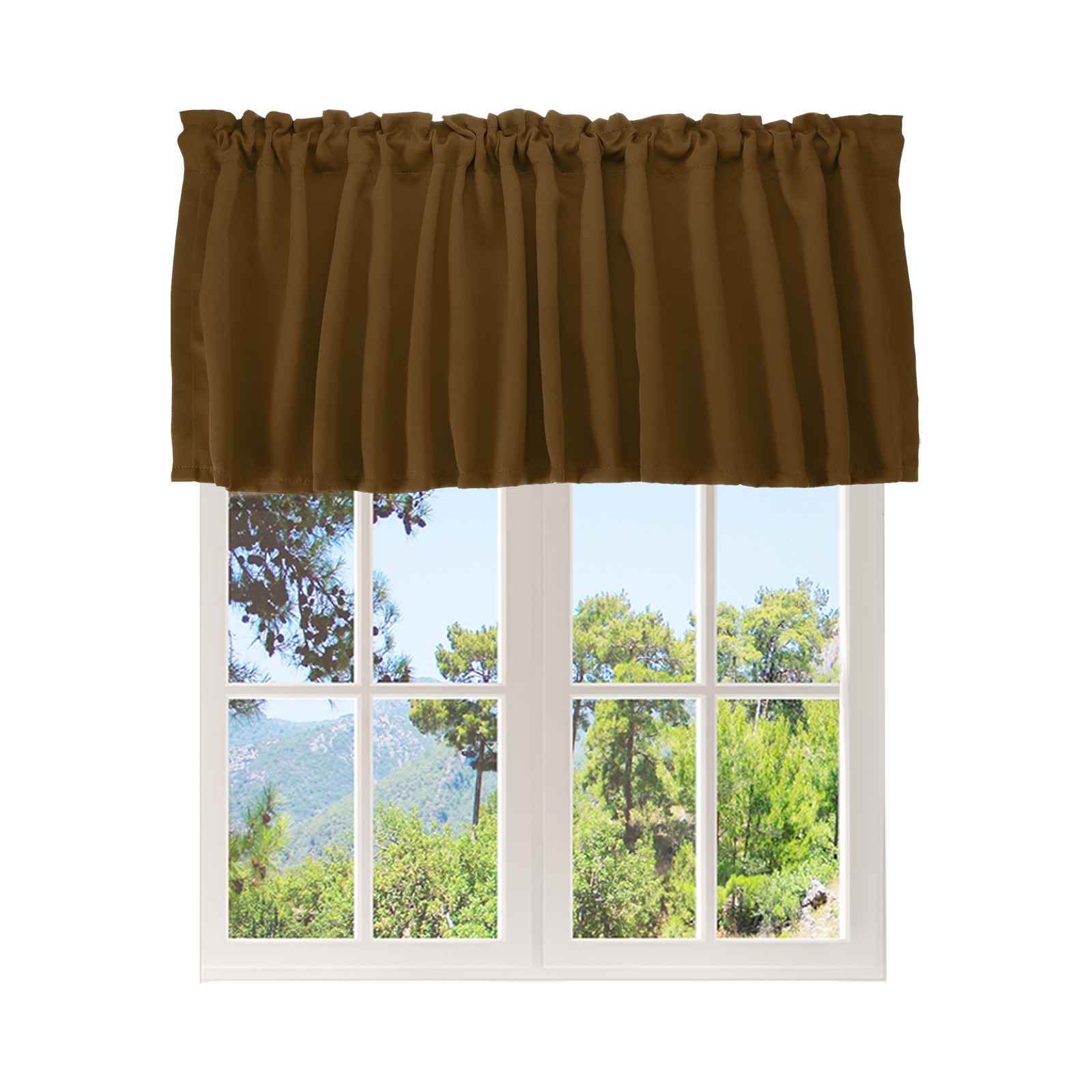 Window Valance 52 x 18 Inch Valance Curtains for Windows Bedroom Dark Brown
