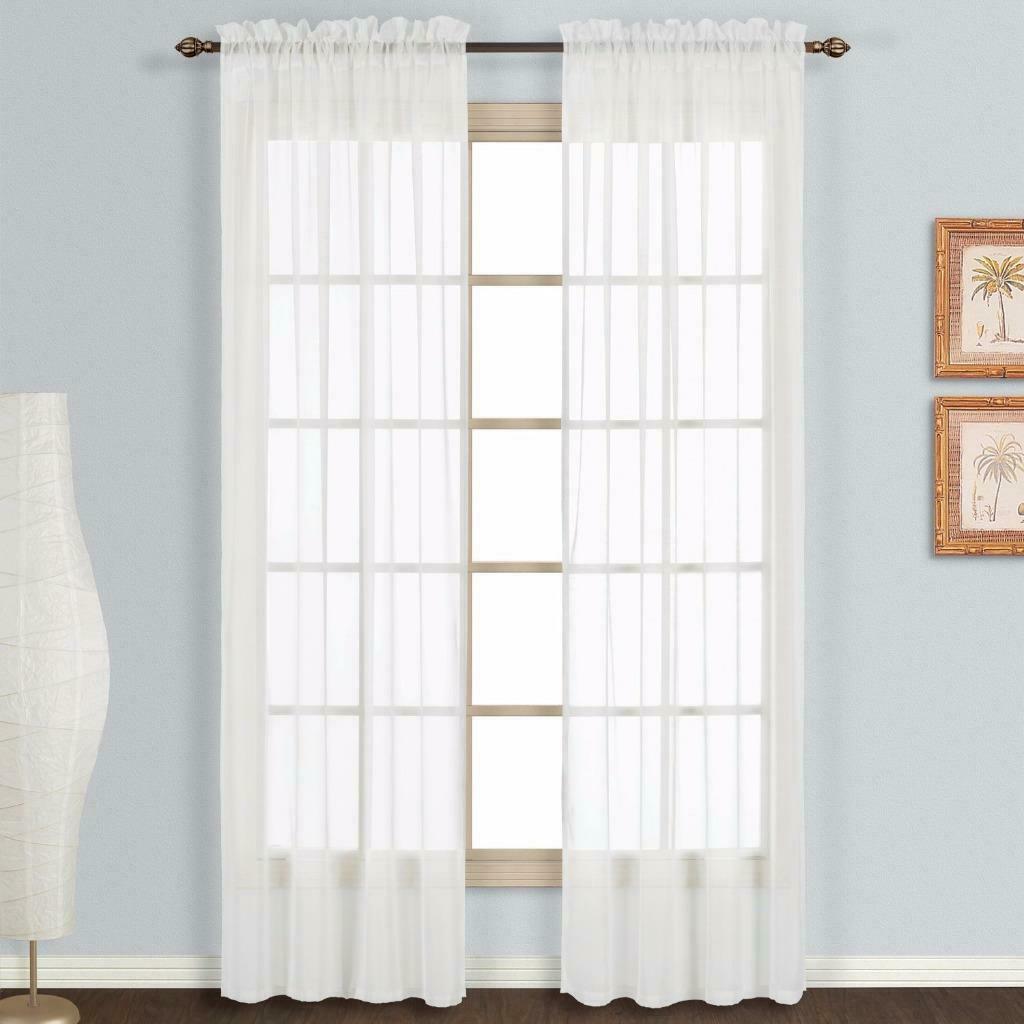 United Curtain Monte Carlo White Sheer Window Curtain Panel, 118 x 63, Set of 2