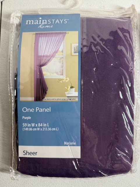 Mainstays Home One Panel Sheer Curtain 59W / 84L – Purple – 4 Pack