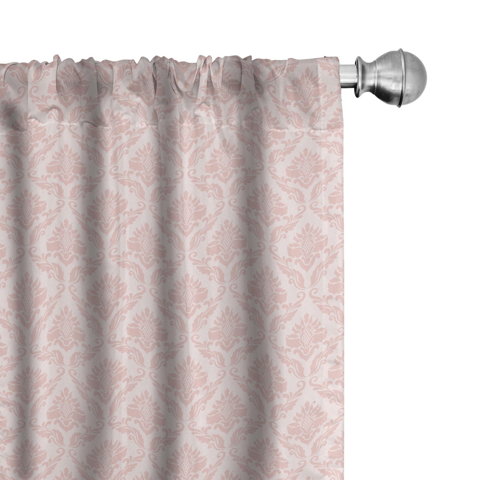 Blush Curtains, Damask Motif Design of Floral Pattern Swirling Petals and Bra…