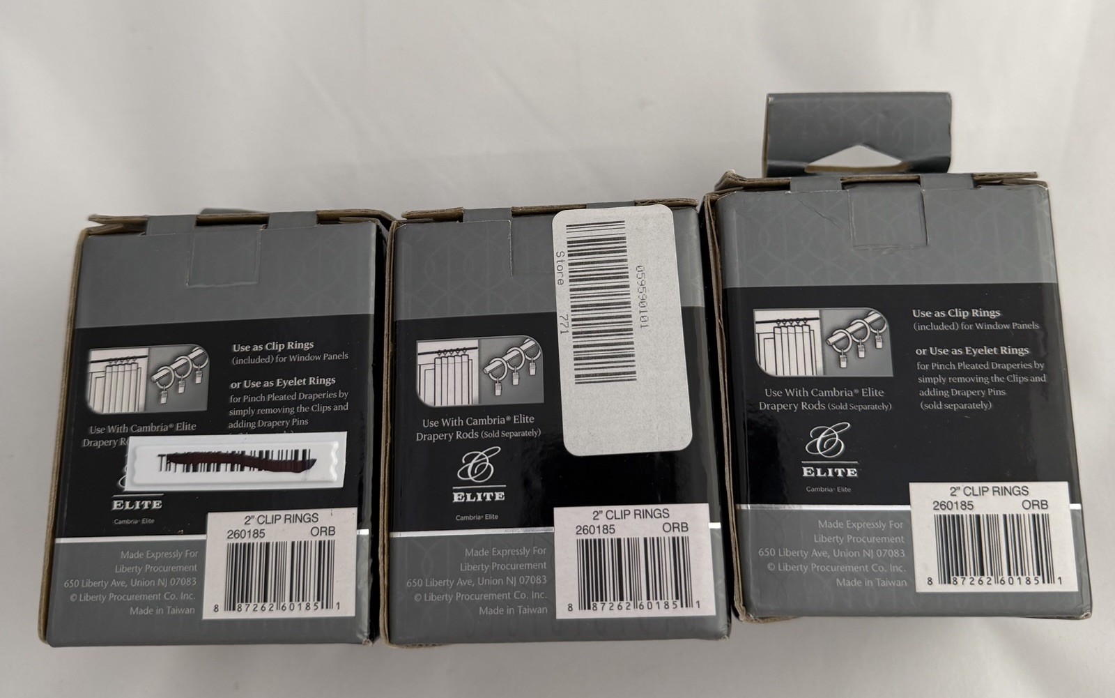 CAMBRIA ELITE 2IN OIL RUBBED BRONZE DRAPERY CLIP RINGS 21 RINGS(3BOXES)