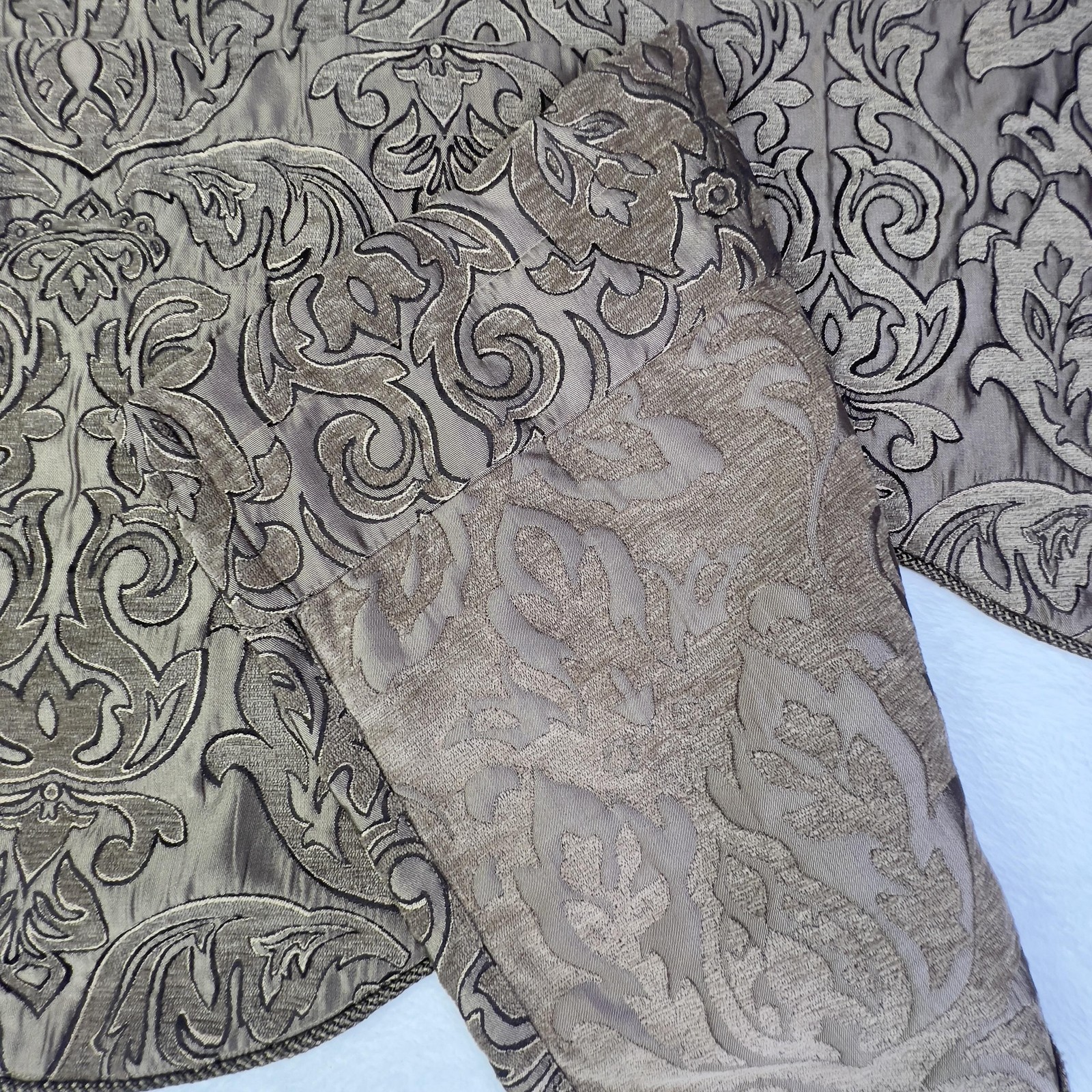 Chris Madden Scalloped Valance Beige Floral Textured Curtain Made To Measure