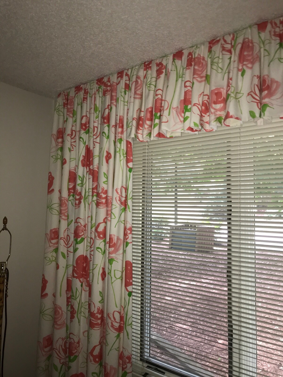 CUSTOM WATERFALL VALANCE & SIDE PANEL CURTAINS 10’WX8’H-“DOROTHY DRAPER”