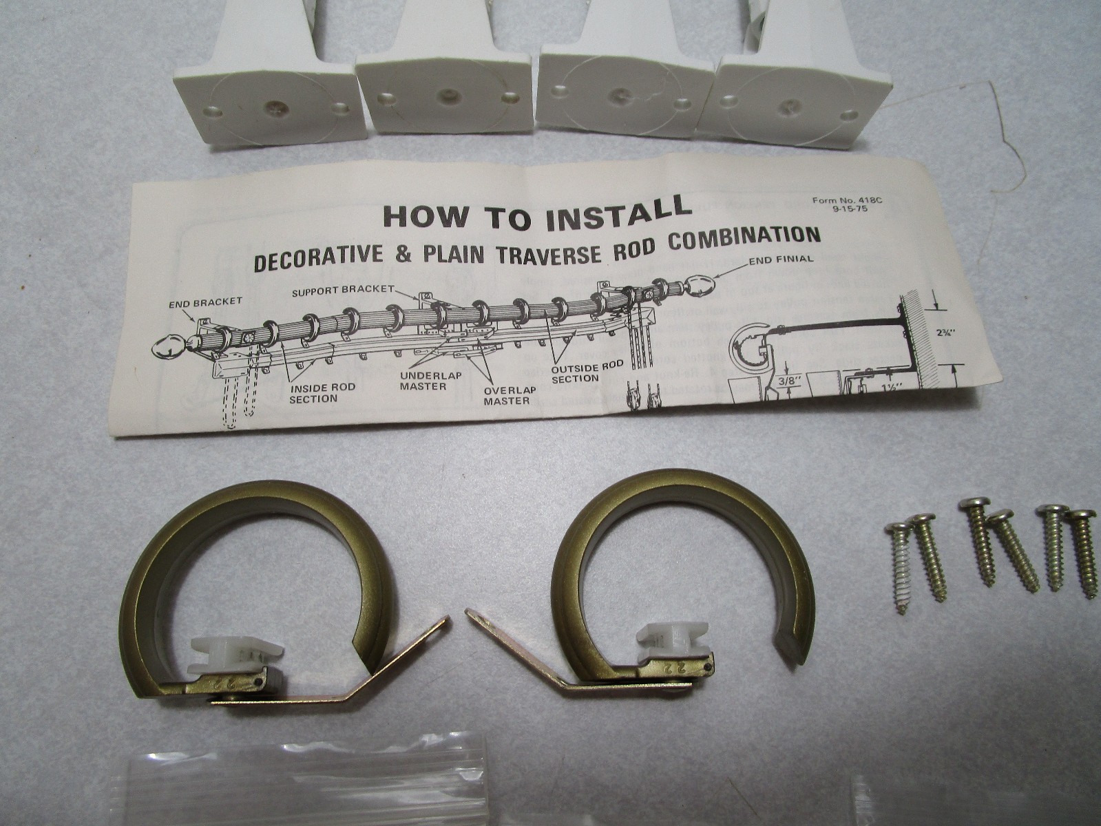 VINTAGE TRAVERSE CURTAIN ROD TENSION PULLEYS DRAPERY VERTICAL BLIND SUPPORT READ