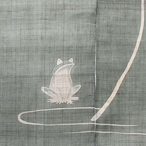 Japanese Linen Noren Curtain Frog Design 47in(120cm) Hand Dyed Made in Japan