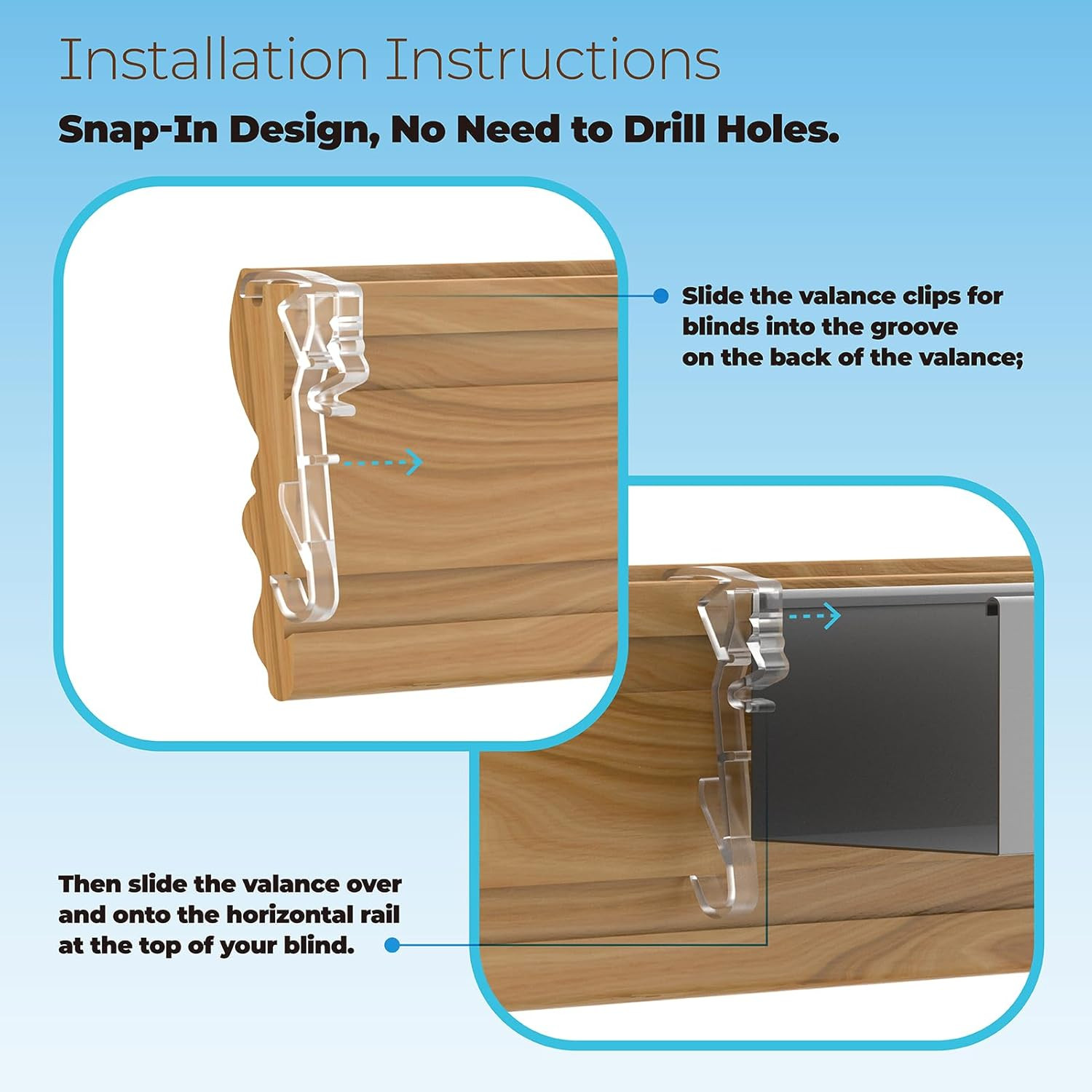 10 Pcs Valance Clips for Blinds Compatible with Hunter Douglas, 2.5 Inch Horizon