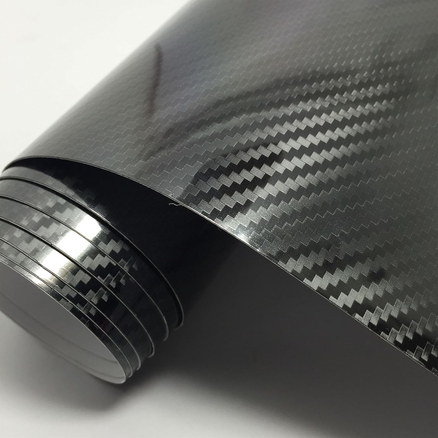 5D Gloss Black Carbon Fiber Vinyl Wrap, Self-Adhesive, Anti-Wrinkle Film