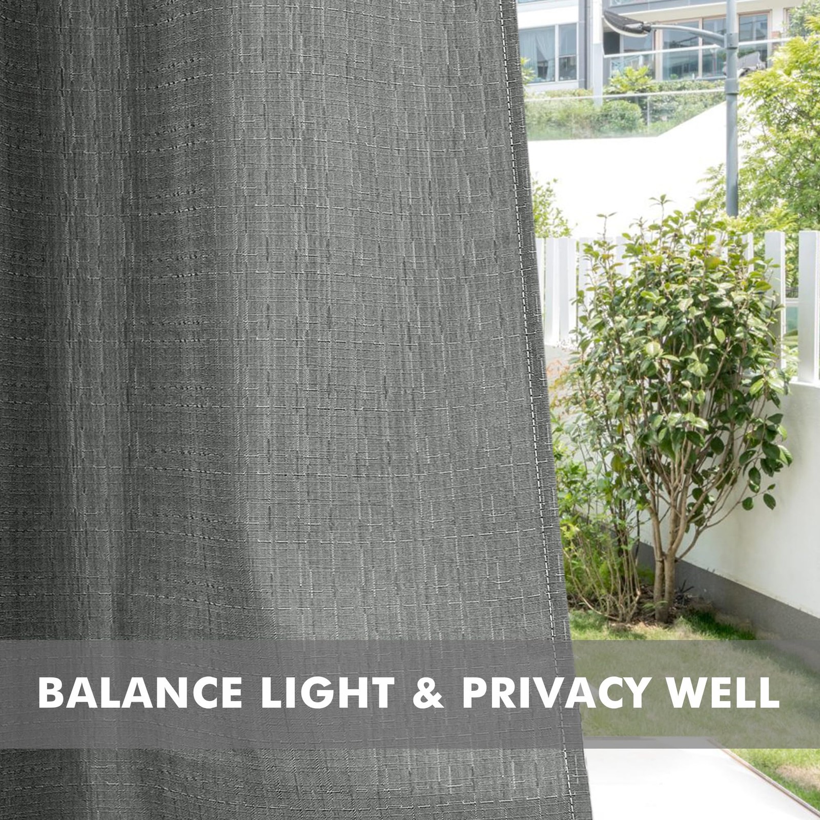 New HolidayIdeas 4 Panels Linen Outdoor Curtains for Patio Waterproof 54″ Wide x