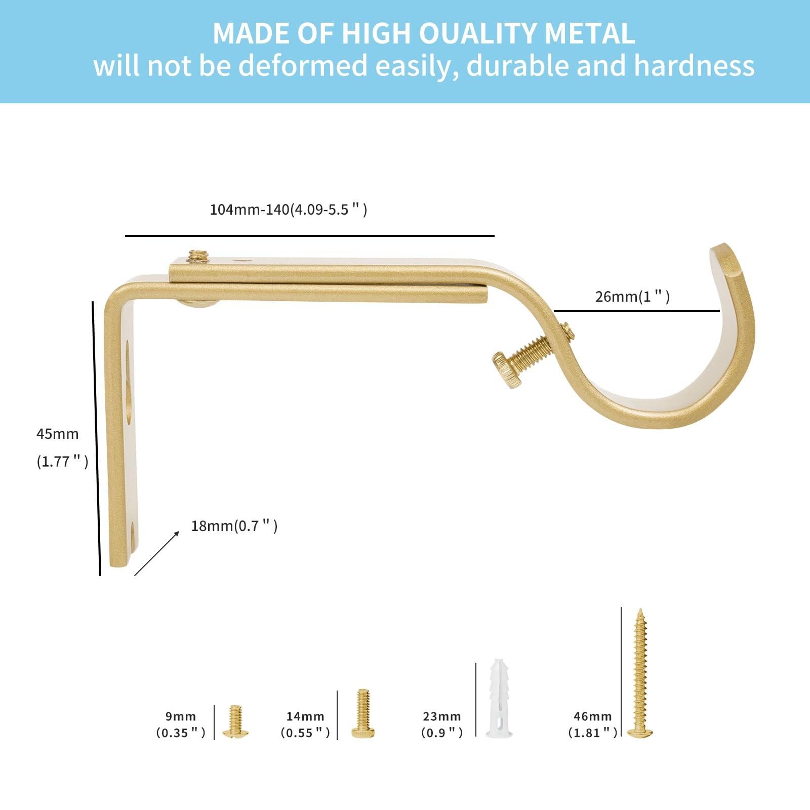 Heavy Duty Adjustable Gold Hook Hangers Premium Wall Brackets Fits 7/8 1 Inch