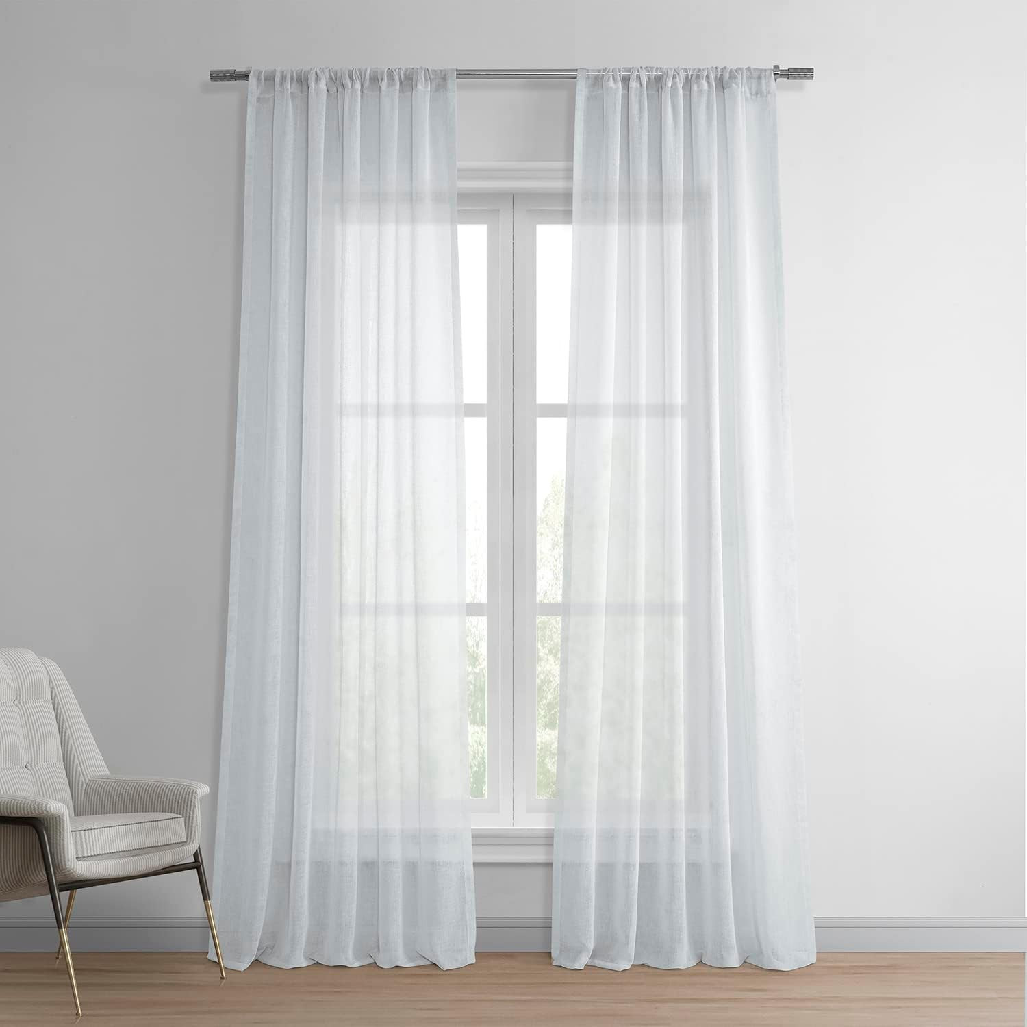 Solid Sheer Curtains for Living Room Linen Texture 50 X 96 (1 Panel), SHCH-SS071