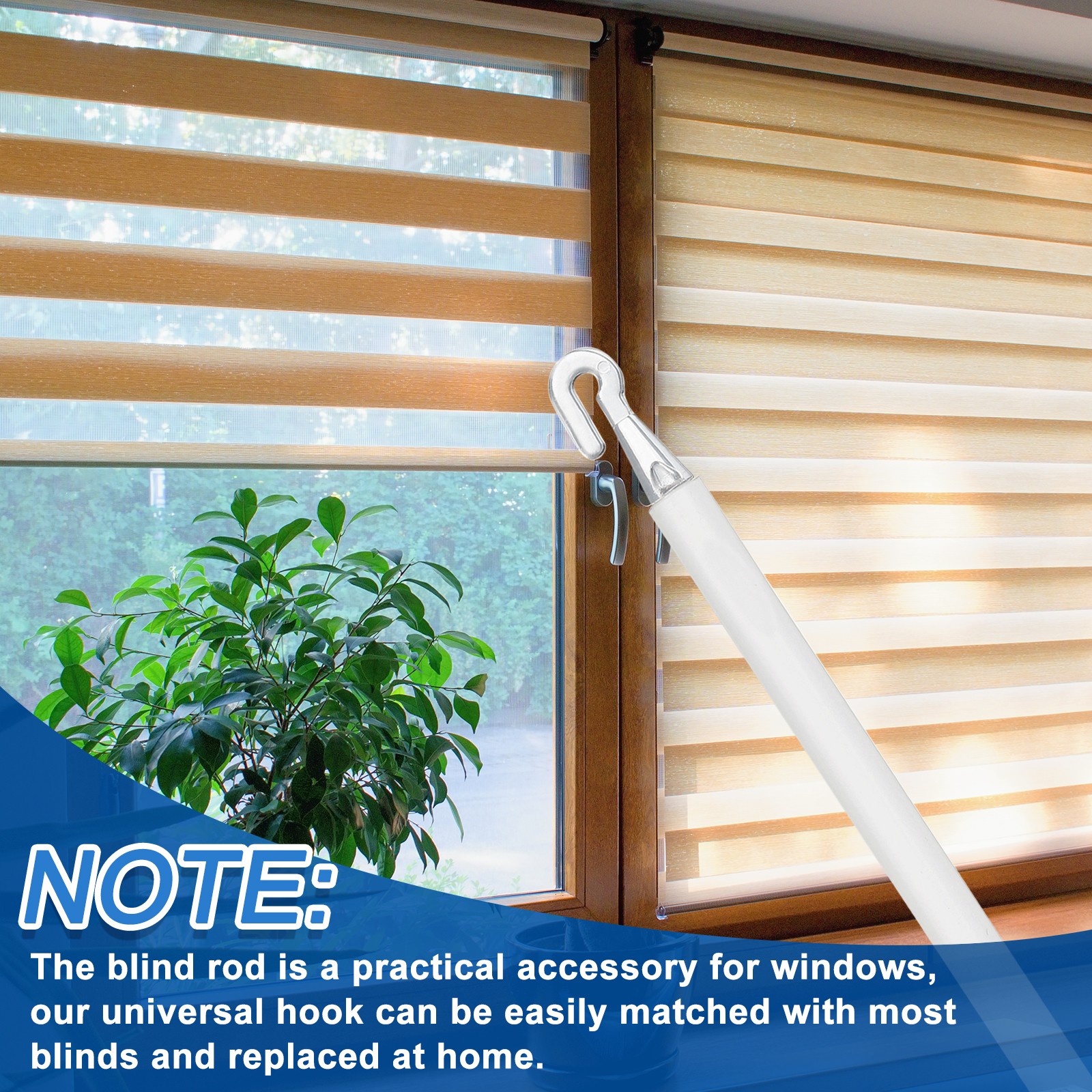 2Pcs 35″ Blinds Wand Tilt Wand with Hook and Grip Vertical Blinds Rod Stick