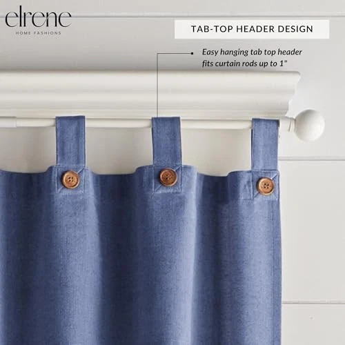 Home Fashions Tucker Button Solid Window Valance Only 60″W x 15″L,Denim Blue
