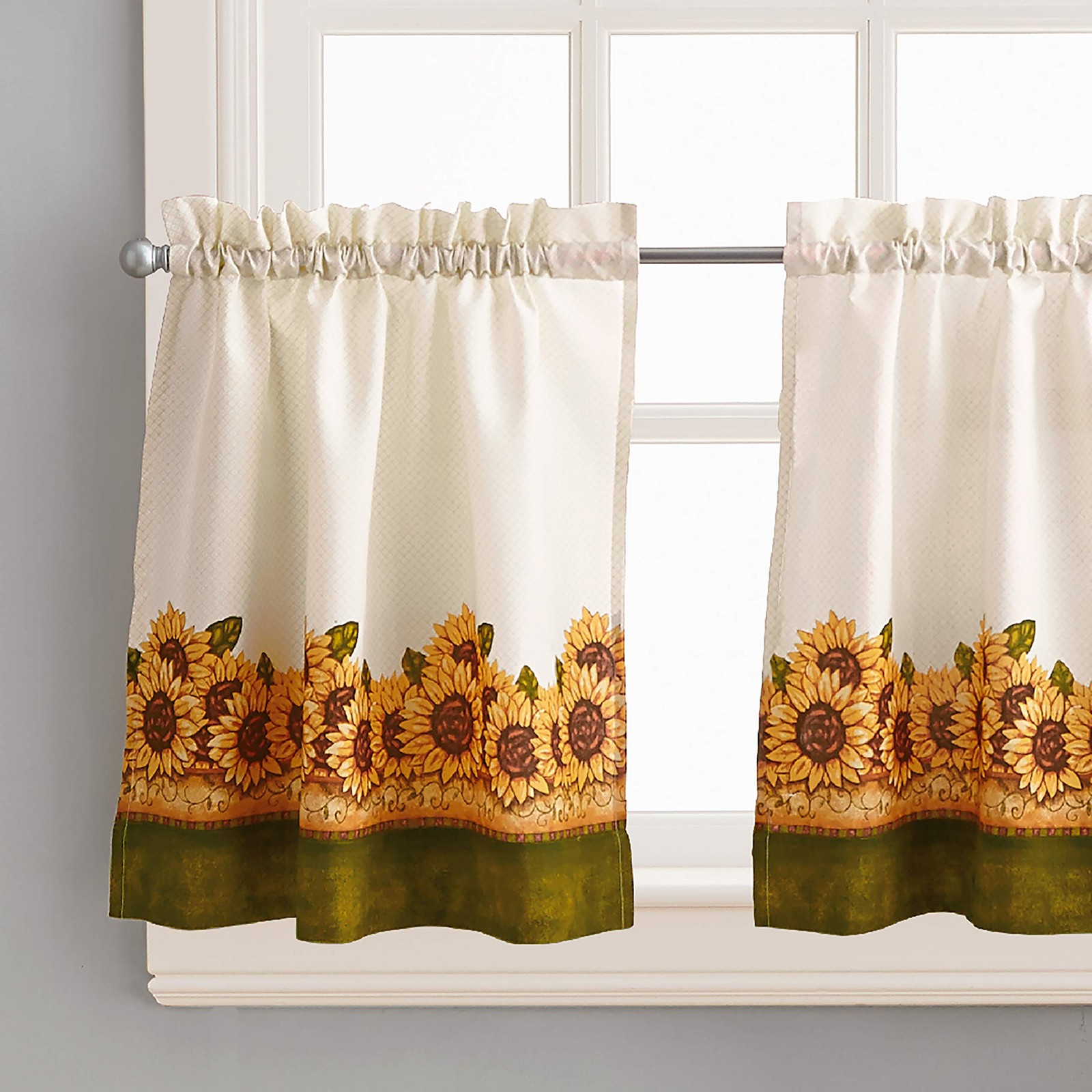 Sunflower Garden Tier & Valance Set, 56 x 36 Yellow, 3-Piece