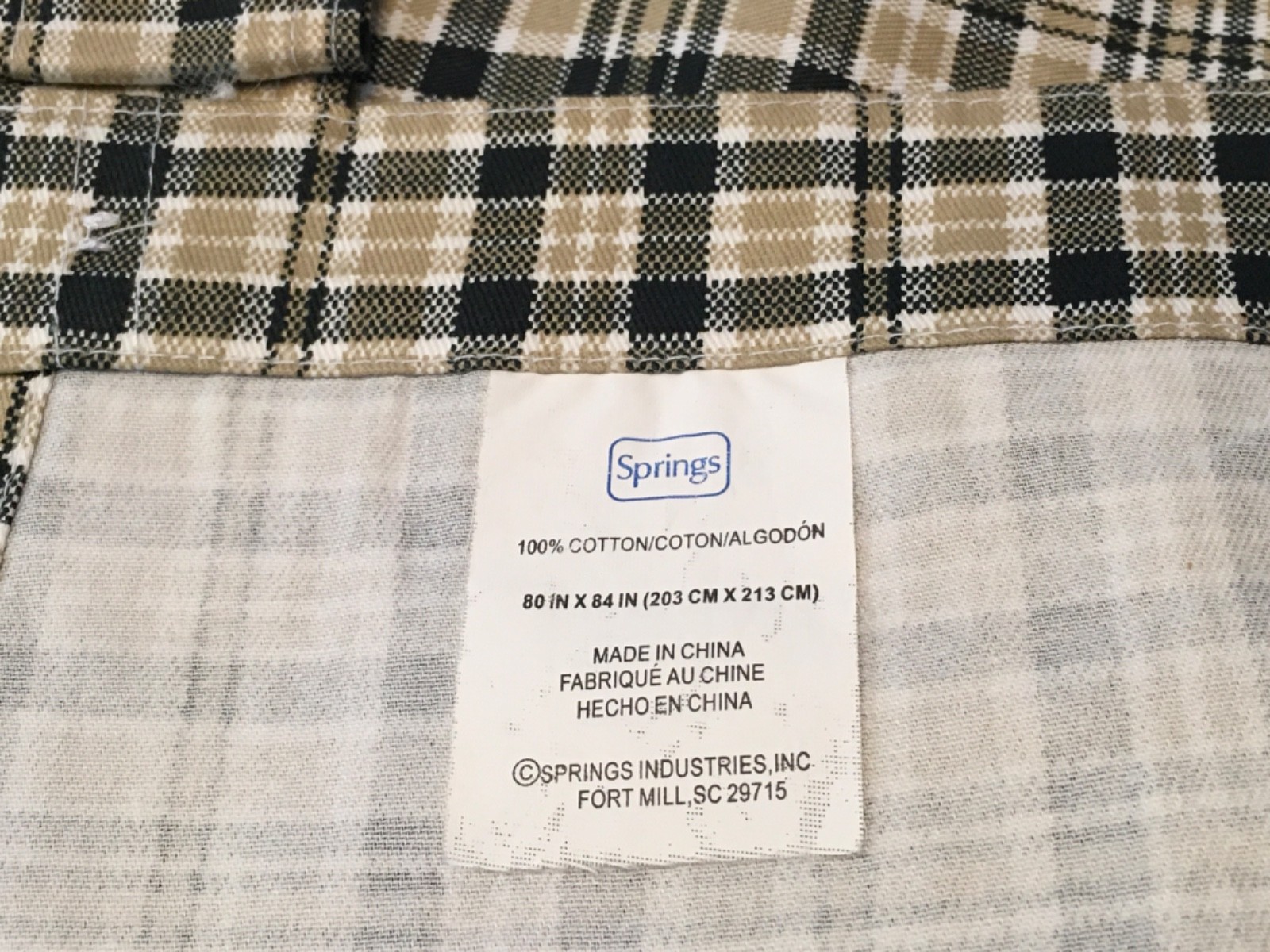 Plaid Tab Curtain Panels 40×82 long