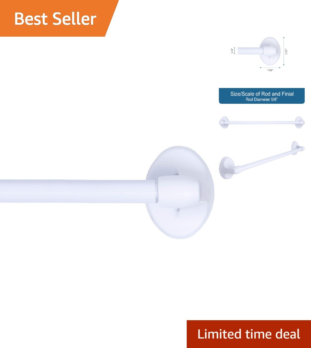 Elegant 5/8″ Multi-Use Magnetic Curtain Rod, Adjustable 16″–28″ – White Finish