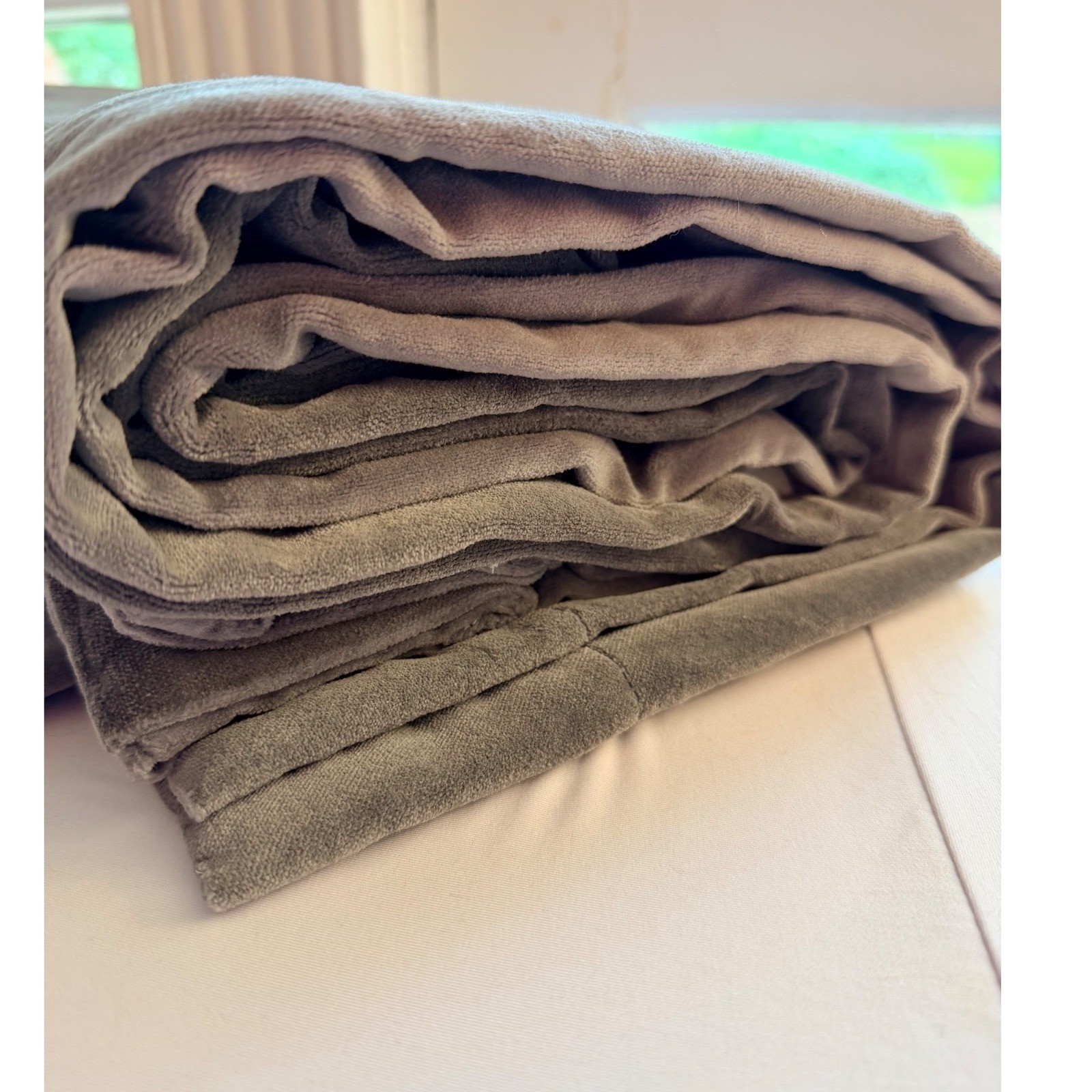 NWOT QUINCE Slate Cotton Velvet Minimalist Modern Single Panel Curtain 48X84 $80