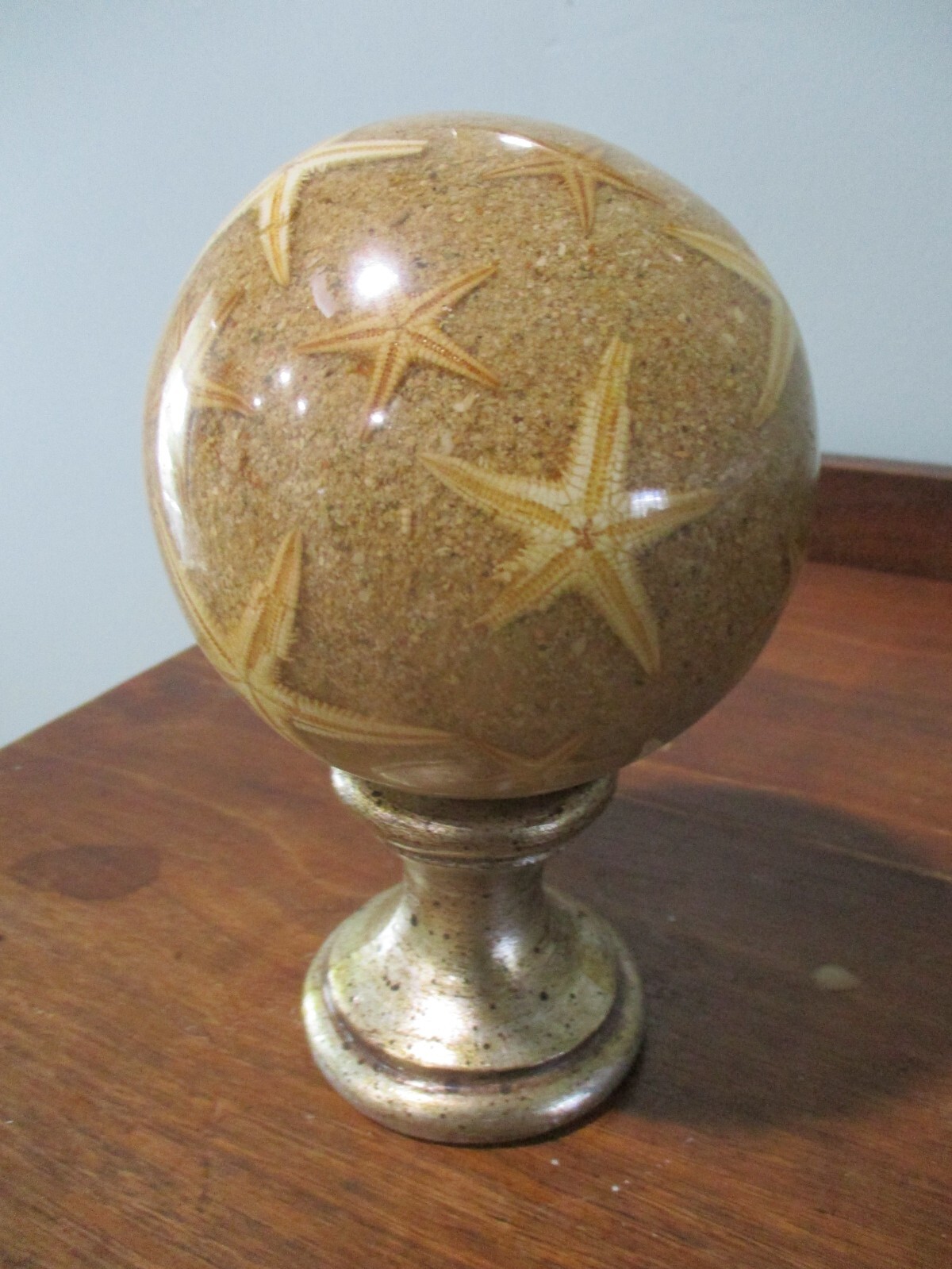 Murano Ocean starfish on sand sphere globe Curtain Rod Finial