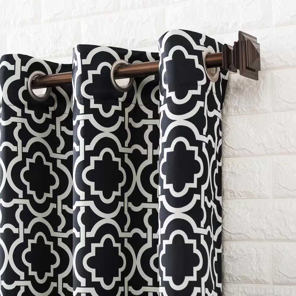 Barnett Trellis Black Polyester 40 In. W X 63 In. L Grommet Blackout Curtain (Si