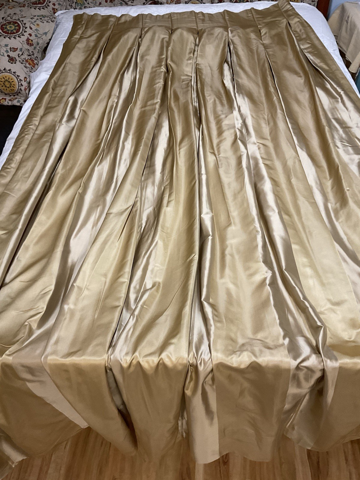 Restoration Hardware Thia Silk CurtainsPleated Interlined Thermal/ Gold/Tan