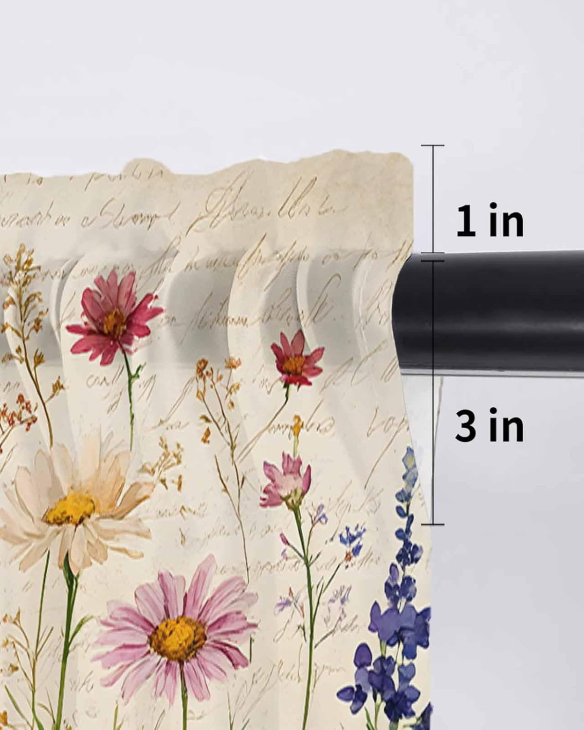 Botanical Floral Sheer Curtains for Bedroom Living Room Window Tier Curtain 36 I