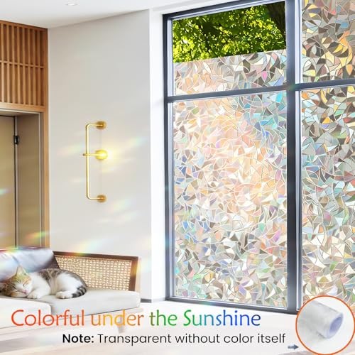 Window Privacy Film Window Coloring Colored Glass Film UV 17.5″×78.7″ Clear