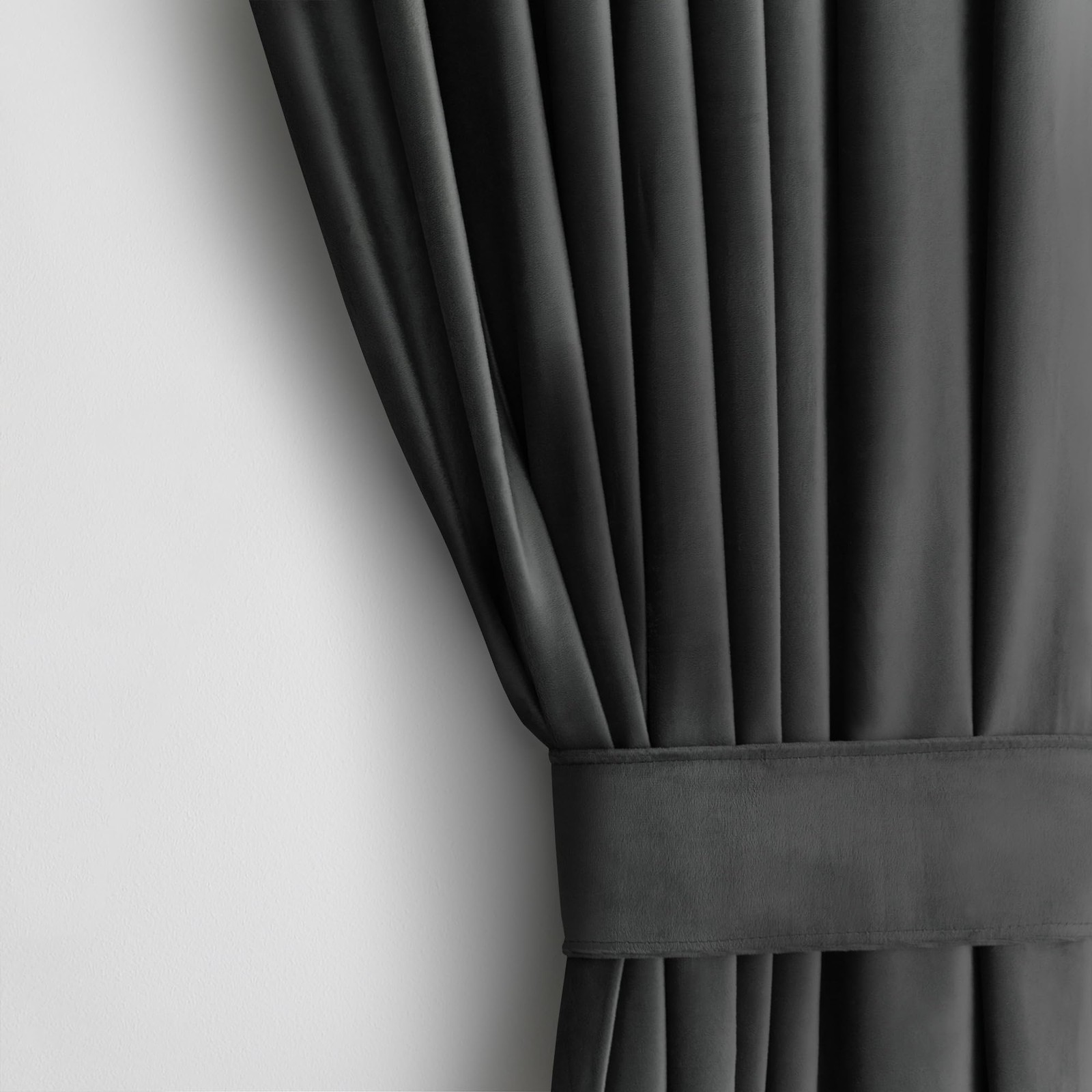 Restilo Set Curtain H 270 x W 140 cm with Tie Backs 54 x 10 cm Velvet Effect A…