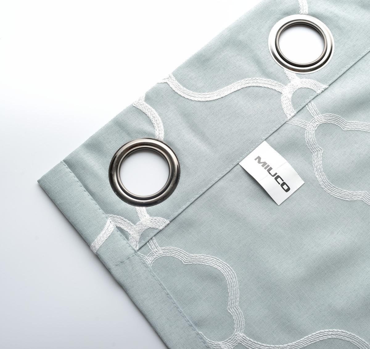 Luxurious Moroccan Embroidered Semi-Sheer Curtains – Sea Foam, 52×63 In (Pair)