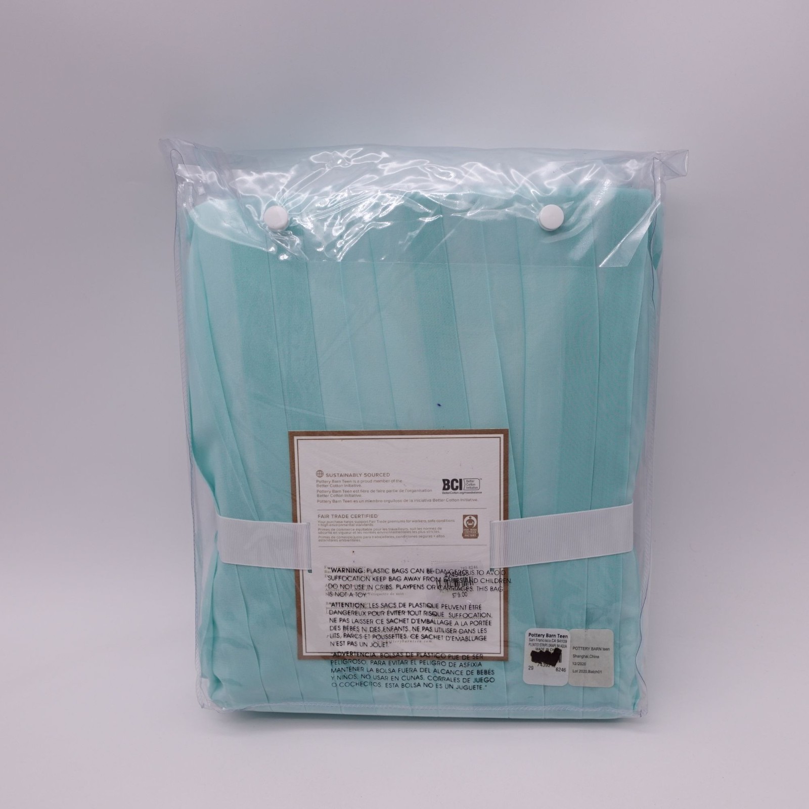 NEW Pottery Barn Teen Pleated Stripes Drape Light Pool 44”x 84” Preppy Coastal