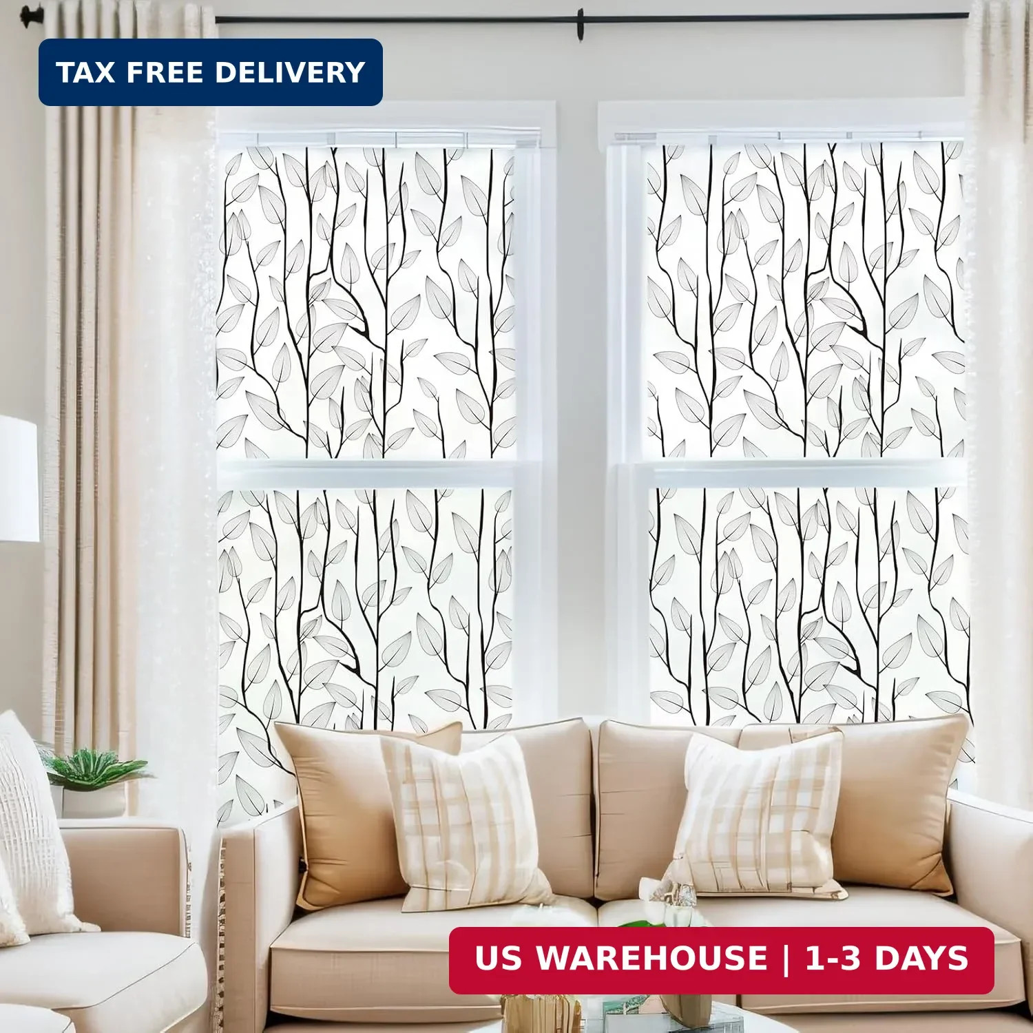 DKTIE UV6 Ultra-fine Frosted Glass Window Film Decorative Nature Stained Glass W
