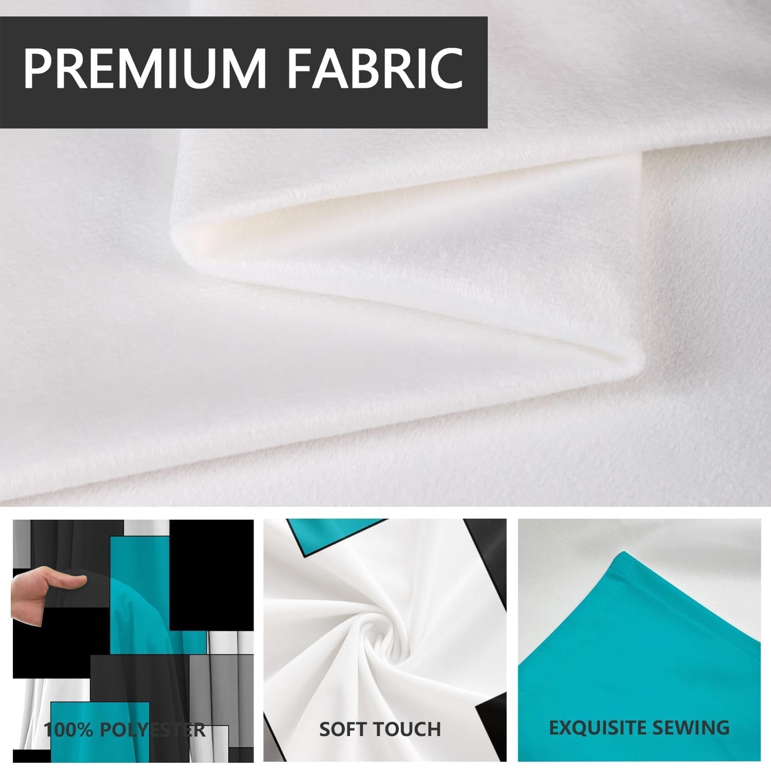 Aatter Teal And Black Window Curtain Turquoise Aqua Grey Gray White Dark