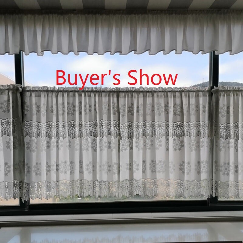 Lace Short Curtain Door Window Cabinet Home Embroidered Cotton White Height 85cm