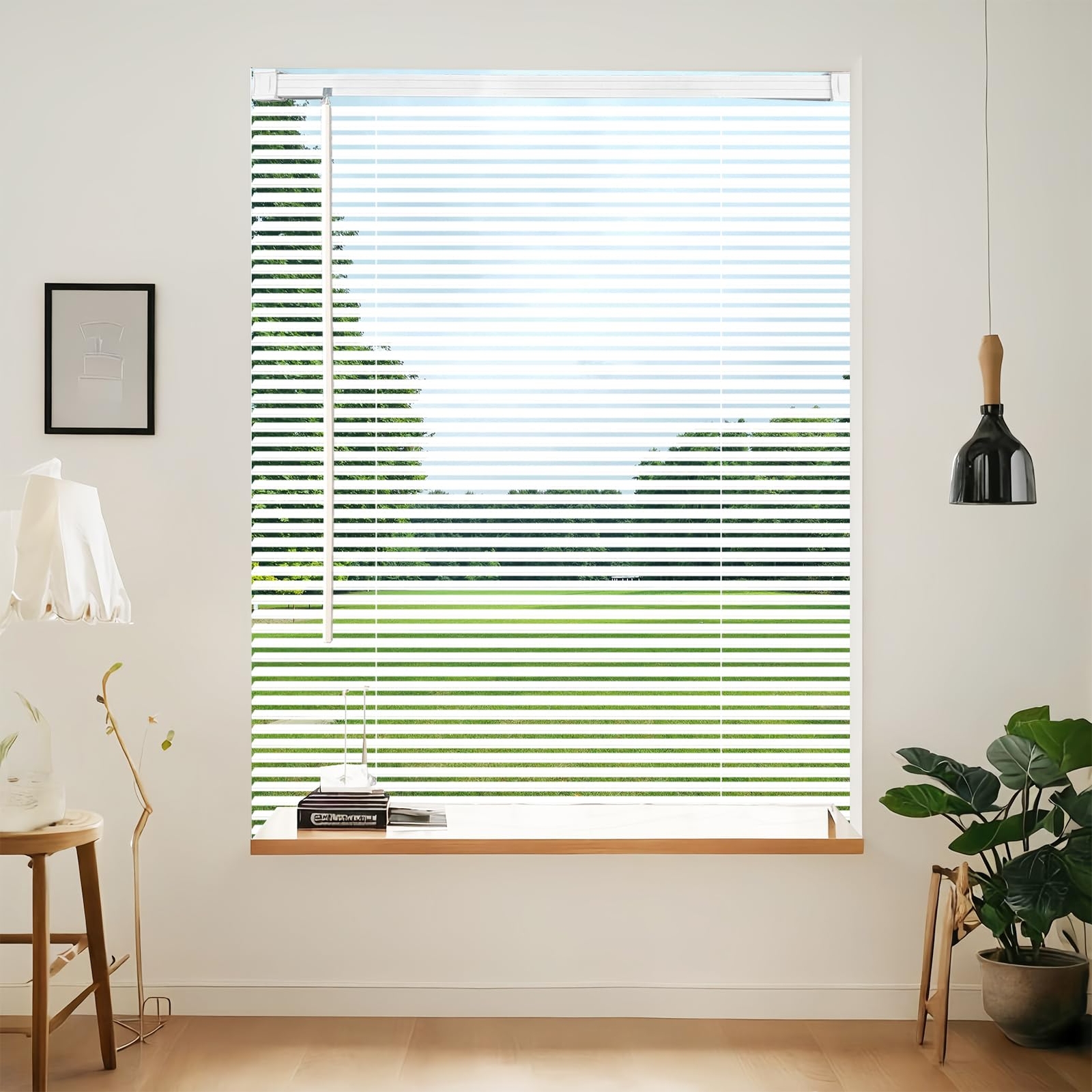 CORDLESS VINYL MINI L BLINDS 47″ W X 48″ H 1″ SLAT WHITE HORIZONTAL WINDOWS L BL