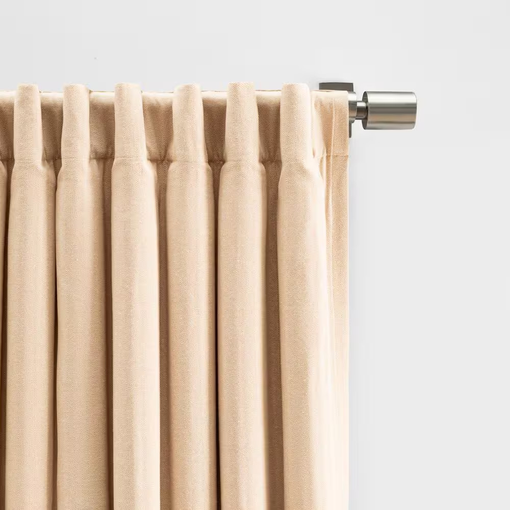 Herringbone Oatmeal Solid 48 In. W X 63 In. Room Darkening Single Panel Rod Pock