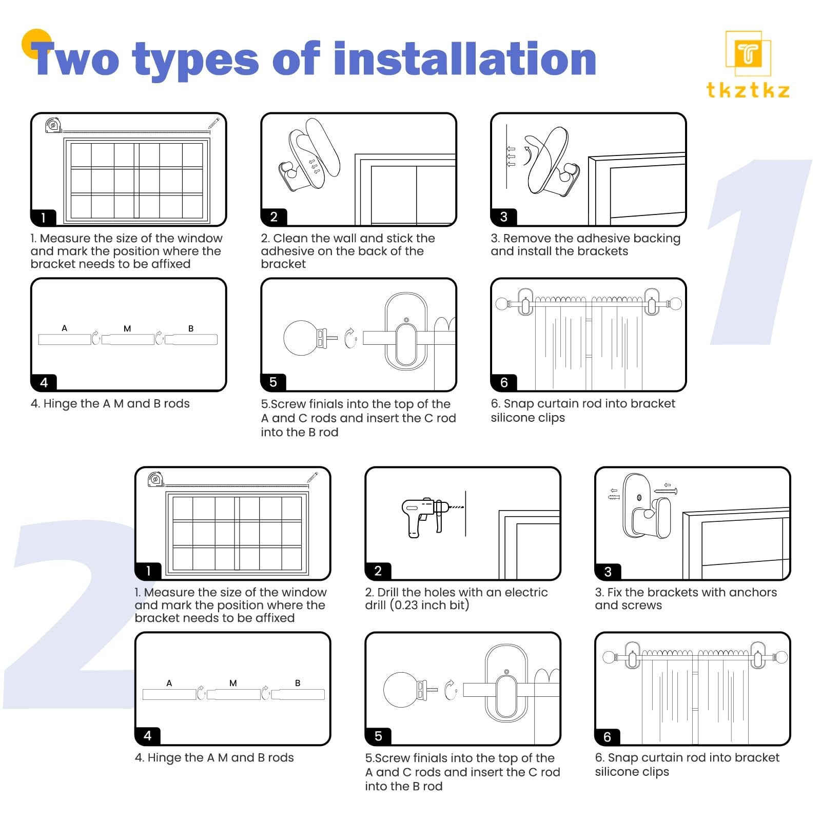 TKZTKZ Curtain Rods No Drilling for Windows 18 to 28 Inch:No Drill Small Whit…