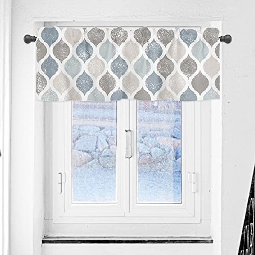 54″ X 18″ Curtain Valance for Windows, Moroccan Pattern Moroccan Style – Blue